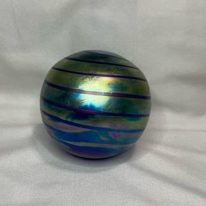 LEVAY Art Glass Iridescent Swirls Paperweight - Carnival